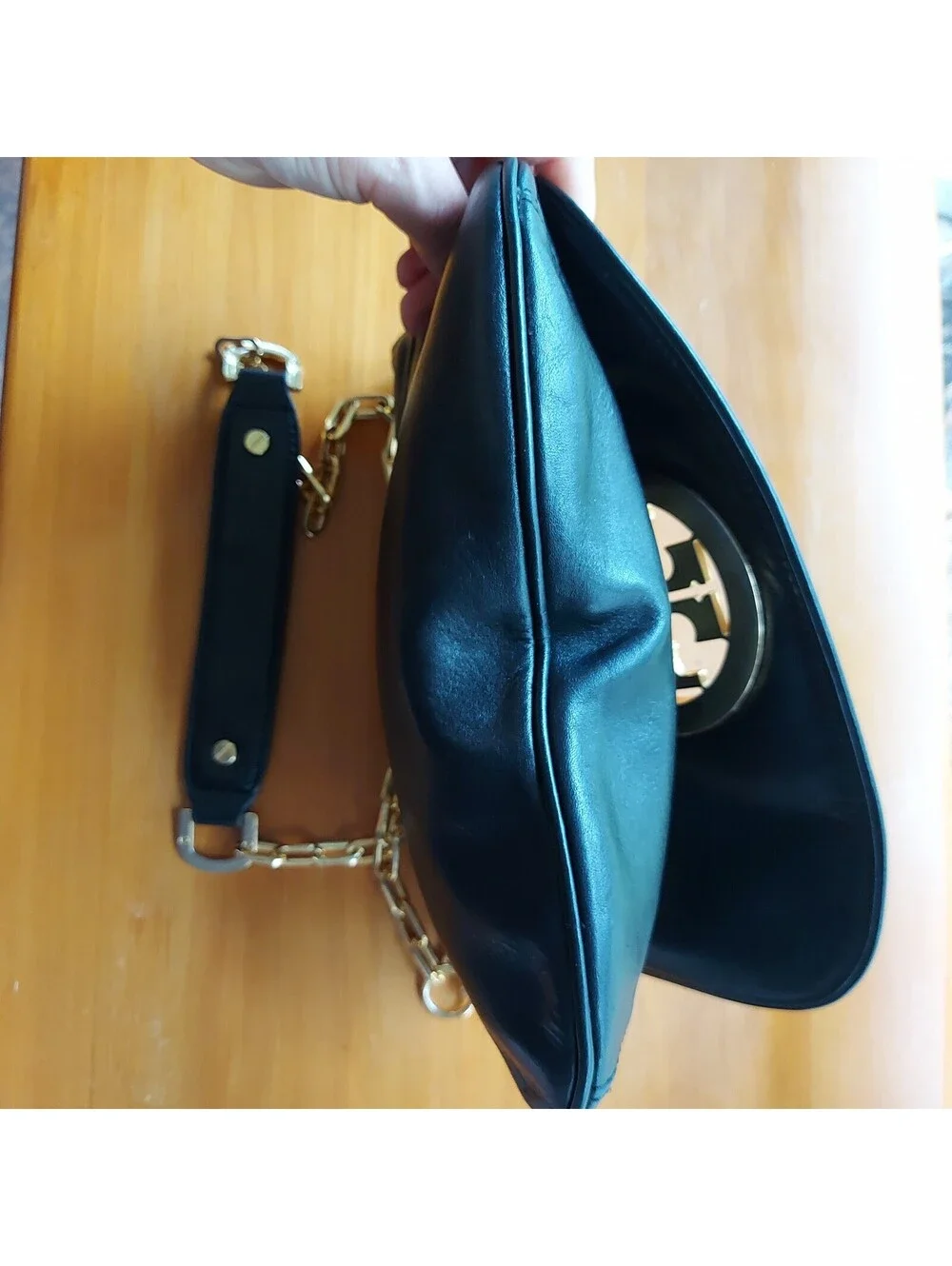 Tory Burch Reva black leather clutch bag